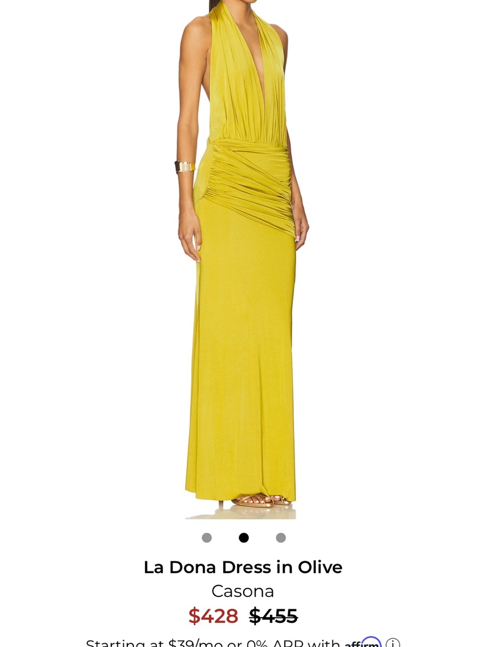 Olive Backless Halter Maxi Dress